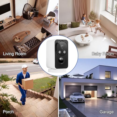 Security Cameras Wireless Outdoor, Pan Rotating 180¡Æ WiFi Cameras with 2K Color Night Vision Battery Powered Spotlight/Siren PIR Motion Detection 2-Way Talk Waterproof Cloud/SD Storage Cameras