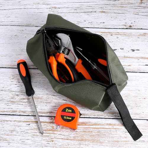 2 Pack Canvas Tool Pouch with Zipper, Tool Pouch Bag, Multi-Purpose Small Zipper Tool Pouch, Multipurpose Zipper Bags, Zipper Utility Tool Bag for Organizer Storage Various Electrician Tools