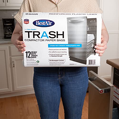 BestAir WMCK1335012-2 Heavy Duty Trash Compactor Bags, 16 x 9 x 17 in, Pack of 2 (24 Bags)