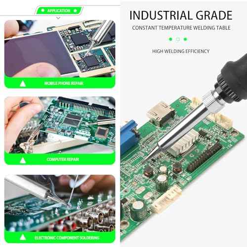 Soldering Station kit-¡ÆF & ¡ÆC Dual Digital Display Soldering Iron Station,356¢µ- 896¢µ Temperature, Anti-Static & Grounding Wire, Auto Standby & Sleep,5 Solder Tips