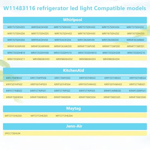 Obida 2 PCS W11483116 Refrigerator LED Light Replacement Module for Whirlpool/KitchenAid
