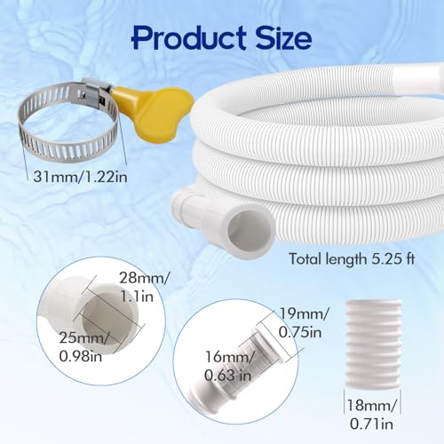 5ft Flexible Dehumidifier Drain Hose with Clamp - 60 inch Universal PVC Hose
