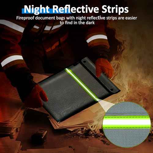 Upgraded Fireproof Document Bag, 15 in x 11 in Large Capacity with Waterproof Zipper, Flame-Resistant Edging, Fire Proof Money Bag for Cash, Safe Storage for Documents Valuables, Passports