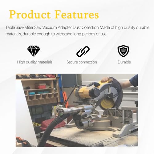 Table Saw Vacuum Adapter, Miter Saw Vacuum Adapter, for Dewalt Connecting 2 1/2" Table Saw Outlet Connected to 1 7/8" Shop Vac Hose, for 3/5" Miter Saw Outlet to 1 7/8" Dust Collection Hose