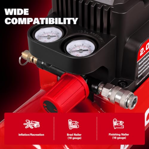 ECOMAX 2 Gallon Portable Air Compressor 125 PSI Oil-Free Lightweight with Accessory Kit