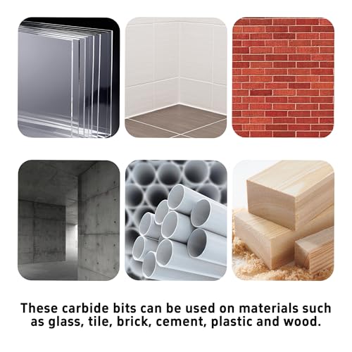 5PCS 15/64" Solid Carbide Drill Bit Set, Masonry Drill Bits, Concrete Drill Bits, Carbide Drill Bits for Glass, Tile, Brick, Cement, Plastic, Wood