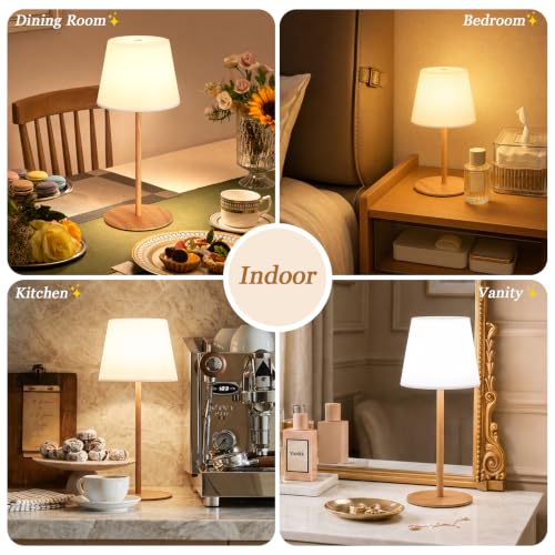 Kakanuo Rechargeable Waterproof Shower Lamp - Wood Grain, 11in Cordless Bathroom Light