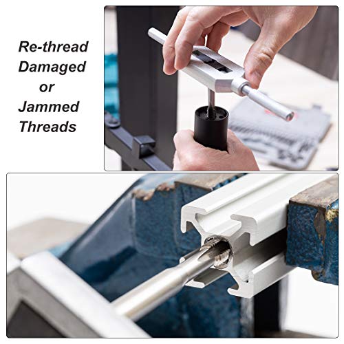 uxcell Metric Hand Tap M5 Thread 0.8 Pitch 3 Straight Flutes H2 Alloy Tool Steel Bottom & Taper Screw Tap Set Tapping Tools for Repairing 2 Pairs