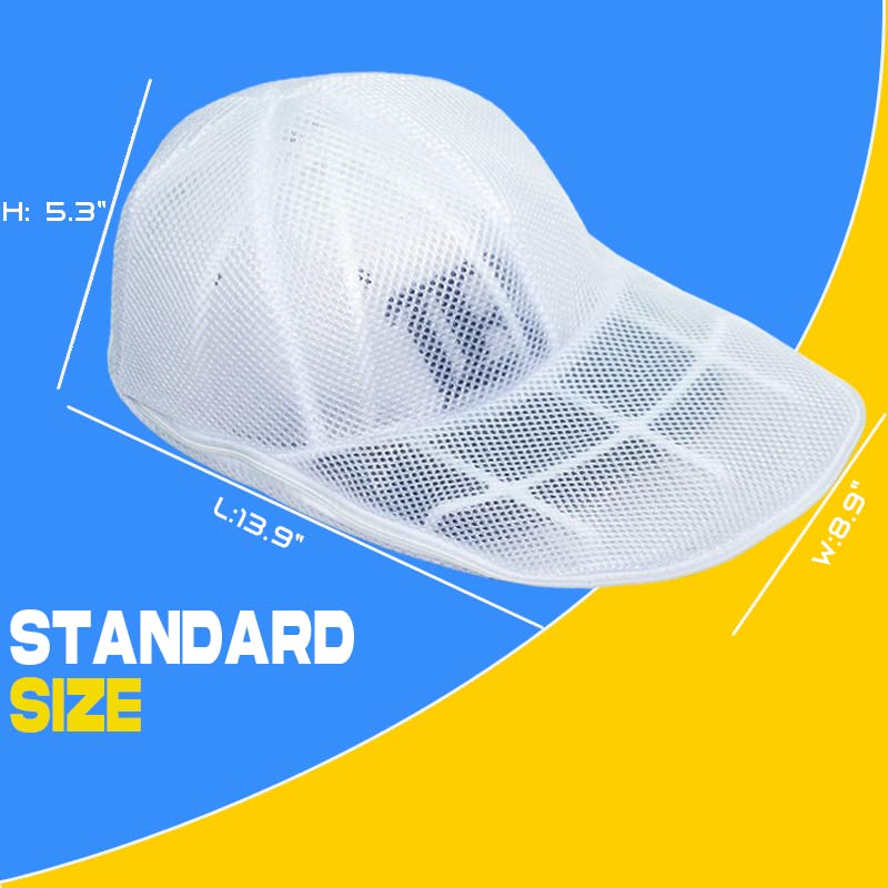 MCHKJ Hat Washer Cage for Washing Machine, Cap Washer with Mesh Bags, Hat Washer for Baseball Caps, Hat Cleaner/Cleaning Protector Cage (White - 2 Pack)