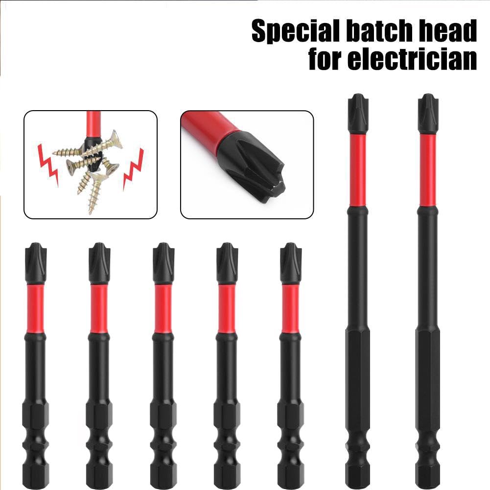 10pcs FPH2 Impact Screwdriver Bit Set for Electricians, S2 Steel 65mm & 110mm Slotted Heads 1/4 Inch Hex Shank, Magnetic Cross Slot Screw Driver Drill Bits Used Electricians