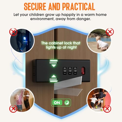 Keyless Cabinet Lock,Cabinet Password Locks with Luminous,3-Digit Combination Door Lock for Drawers, Barn Door, Bathroom, Outdoor, Closet, Fence,Protect Privacy(2PCS,Black)