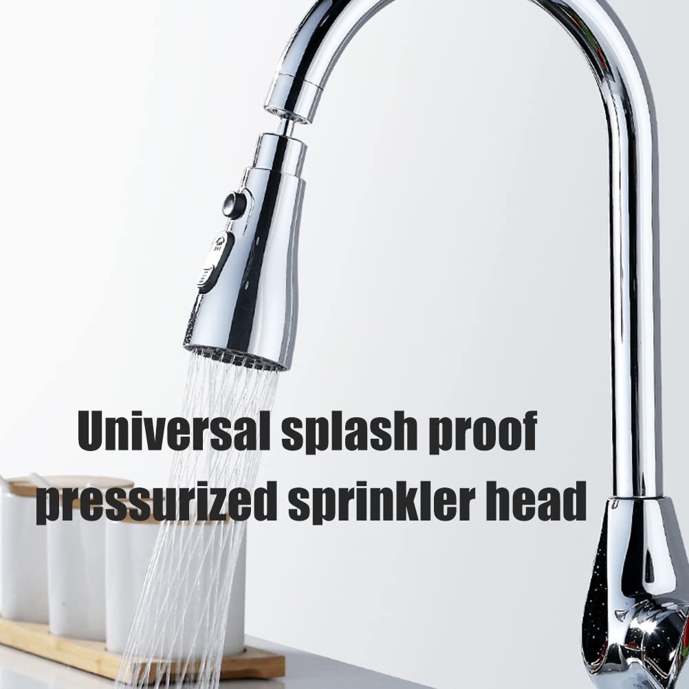 Mrisata Kitchen Faucet Head Replacement, 3 Function Pull Down Spray Head Sink Spray Nozzle, Kitchen Sink Faucet, Compatible with Standard Brushed