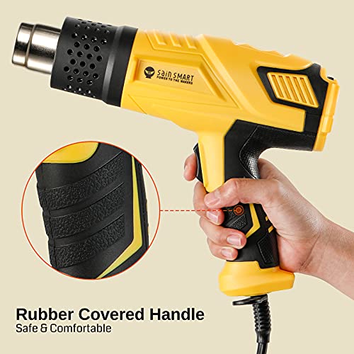 SainSmart Heat Gun, 1800W, Variable Temperature Control 120 ¡ÆF-1202 ¡ÆF, Fast Heat Hot Air Gun Soldering, with 4 Nozzles for Crafts, Epoxy Resin, Shrinking tubes, Stripping Paint, and Shrink Wrapping