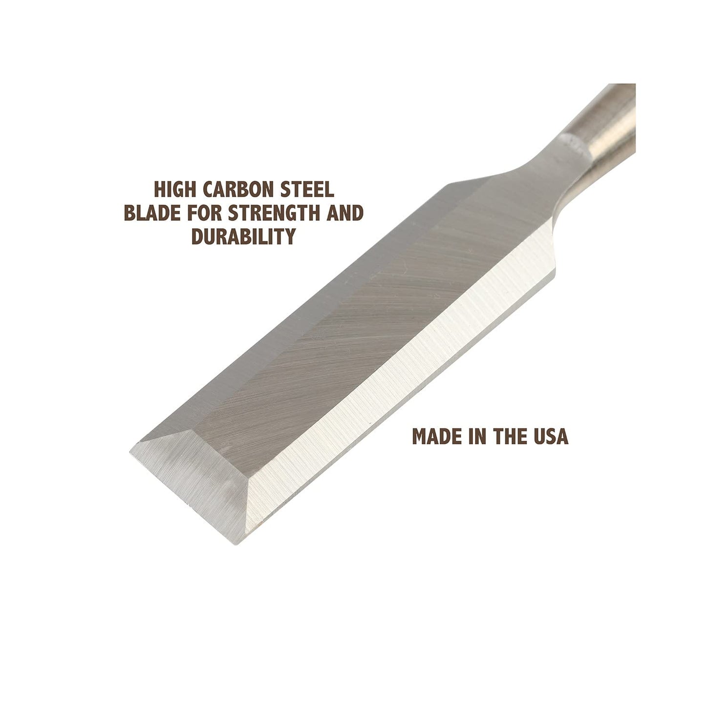 Buck Brothers 120108BC 1-1/2" Wood Chisel Made in USA, For Paring and Finishing Cuts in Carpentry and Woodworking, Tempered Tool Steel Blade, Mallet-Safe Handle