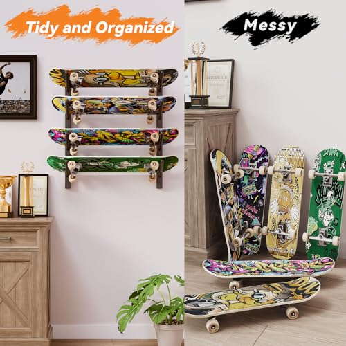 YMYNY Skateboard Wall Mount, 6 Layer Skateboard Rack Holder, Snowboard Wall Mount for Storage Longboard Deck Organizer, Skateboard Display Stand for Home Garage, UHSD002B