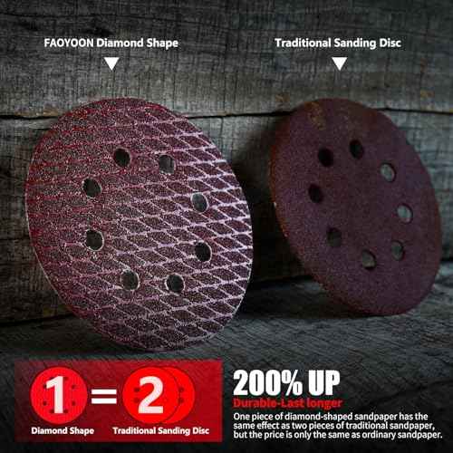 Sanding Disc 5 Inch 8 Hole Hook and Loop, Diamond Shape Orbital Sander Pads 40,60,80,100,120,150,180, 240,320,400 Grit, Sand Paper for Random Orbital Sander, 100-pack