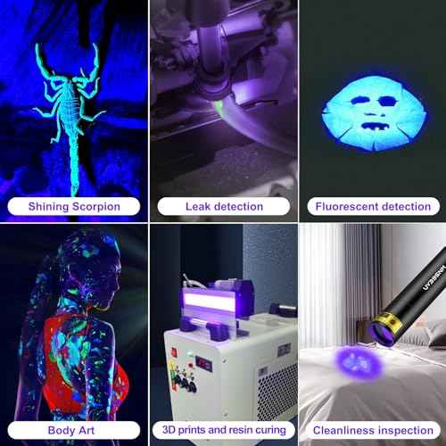 UV Flashlight Black Lights Wood¡¯s Lamp Powerful Mini Portable, LED 395nm USB Rechargeable Ultraviolet Blacklight Flashlights, Pet Urine Detector Light for uv Resin Curing