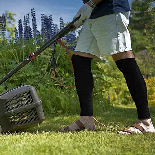 Zhanmai Cut Resistant Leg Sleeves Bite-Proof Protective Leg Sleeves for Welding, Lawn Mowing Guard Safety (Black, Straight Style)