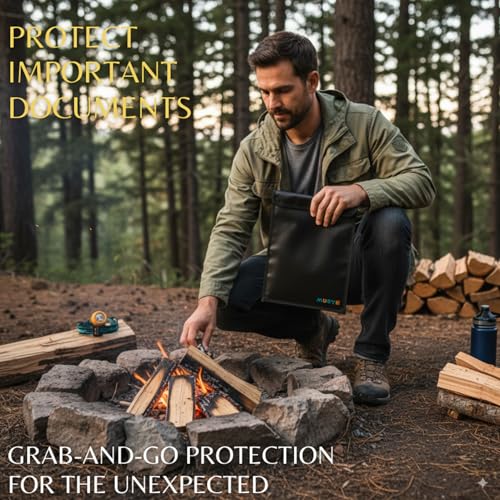 Upgraded Fireproof Waterproof Document Bag - 3 Pack Safe Money Bags with Zipper, Fire & Water Resistant Storage Organizer Pouch for Documents Holder,File,Cash,Passport,Tablet (Black)