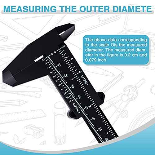 Flutesan 6 Inch/ 150 mm Mini Plastic Vernier Caliper Double Scale Measuring Tool Rectangular Vernier Caliper Read Sliding Gauge Ruler for Eyebrow Stencil Makeup Student School Office Home, 5 Pieces