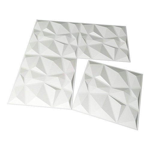 Art3d 19.7"x19.7" (Pack Of 12) Wall Panel 3D Pyramid, Snow White