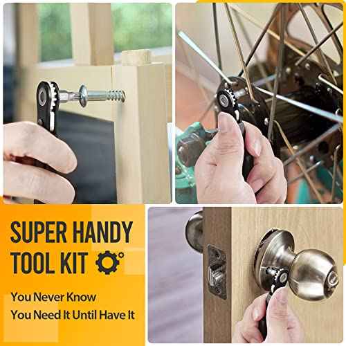 Right Angle Screwdriver Stocking Stuffers - Mini Ratcheting 90 Degree Offset Bit Set EDC Gear Pocket Screwdriver Low Profile Ratchet for Tight Space Sewing Machine Tool Gifts for Men Women