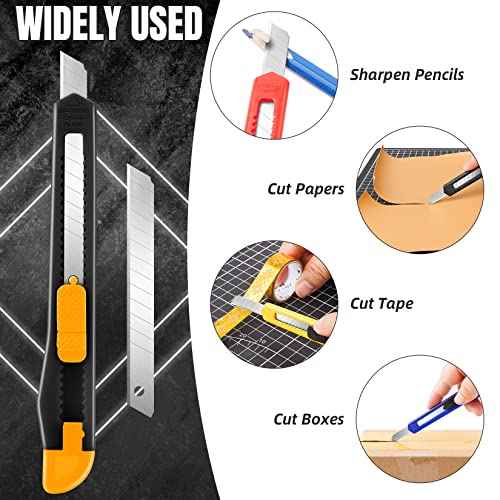 16 Pack Box Cutter Retractable, 9mm Wide Utility Knife, Box Opener, Disposable Box Cutter Knife, Box Ppener, Navajas de Trabajo Exacto Knife for Home, Office Use