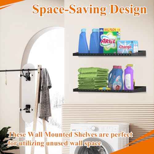 PEKGRIL 2 Pack Garage Wall Shelf, 1X2 Ft Heavy Duty Garage Shelving, Wall Mounted Storage Shelves for Laundry Room, Closet, Holds Up to 150 Lbs