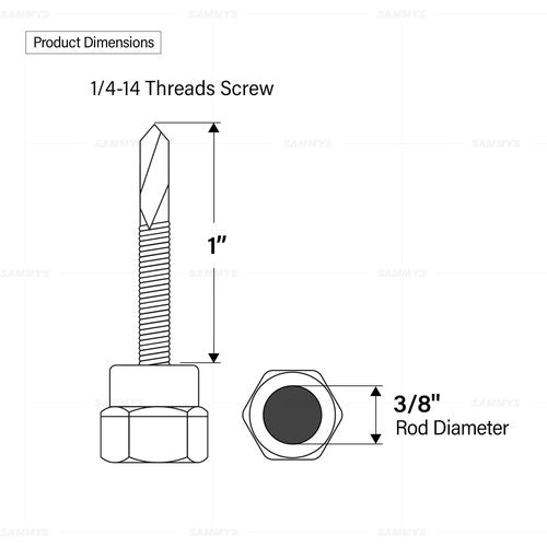 Everflow 8040957-25 3/8" Screw Vertical Threaded Rod Anchor Designed for Steel Structure, Steel with Electro-Zinc, 1/4-14 x 1" Screw Length (25 Pack)