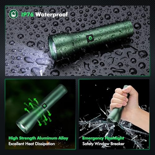 Rechargeable Flashlights 990,000L High Lumens 2 Packs, 140¡Æ Wider Beam Super Bright LED Handheld Tactical Metal Flash Lights with 3 Modes, USB C, Zoomable Beam, IP76 Waterproof for Emergency