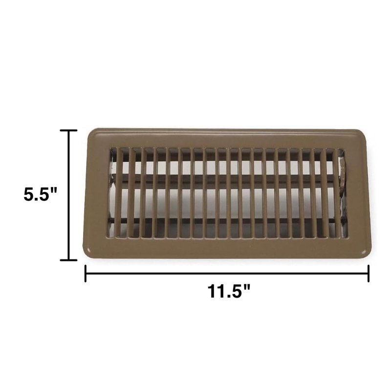 Rocky Mountain Goods Brown Floor Register Vent for 4-Inch by 10-Inch Vent Openings (Item Dimensions 11.5" x 5.5") - Easy Adjust Air Supply Lever - Premium Finish - Heavy Duty for Walk on Use