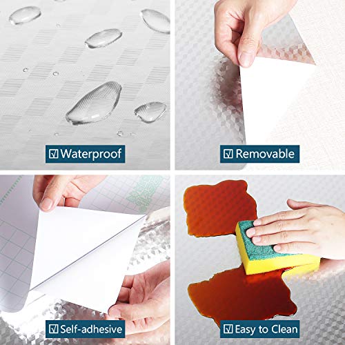 VEELIKE Kitchen Backsplash Wallpaper Stickers Oil Proof Waterproof Sticker Stainless Steel Contact Paper Self Adhesive Waterproof Aluminum Foil Stove Stickers Kitchen Wall Stickers 15.7"x118"