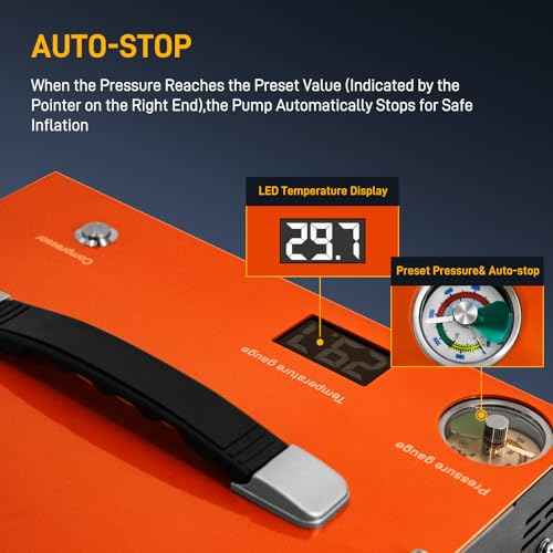 GOYOJO PCP Air Compressor, Max 4500 PSI / 300 Bar, Fast Fill for Airguns or Paintball Tank, Auto Shut-Off, Dual Power Car 12V DC or Home 120V AC, Built-in Cooling Fan, 300W Portable Pcp Pump