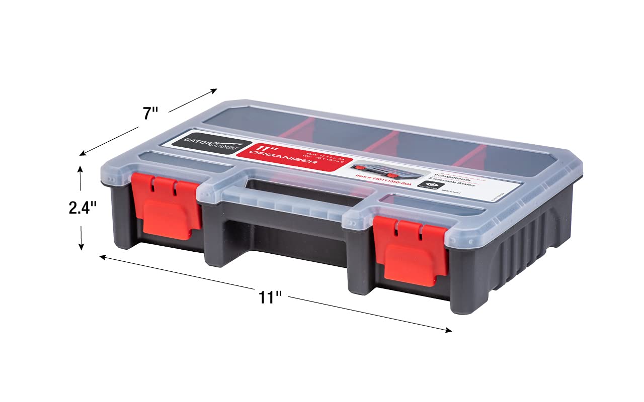 Compact Parts Organizer Box – Small Hardware Storage Case with 9 Compartments & 5 Dividers – Durable Nylon Screw, Bolt, Craft Organizer for Toolbox, Drawer, or Garage Use