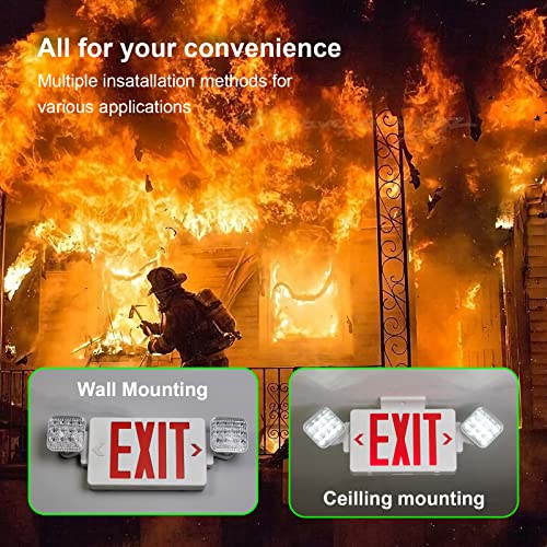 TANLUX White & Red Emergency Exit Sign with Battery Backup – 1 Pack, Double Face, UL Listed, 120V