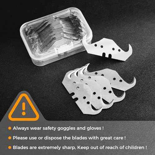 30PCS Utility Hook Blades, SK5 Carbon Steel Super Big Hook Trimming Blades, Safety Horn Knife Blade for Wallpaper, Cutting Carpets, Roofing, Industry Materials