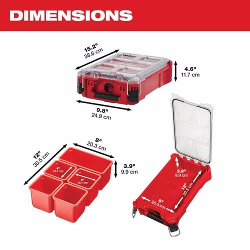 packout tool box For Milwaukee 48-22-8435 5-Bin Impact Resistant Polymer Packout Compact Organizer