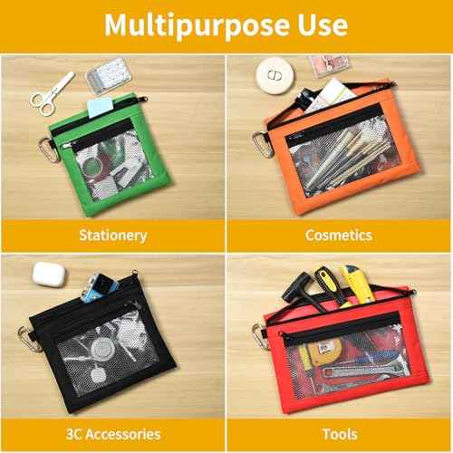 OTraki 4 Pack Tool Bag Zipper Pouches Oxford Small Tool Bag Multipurpose pouch for Organizers and Storage Transparent Visible Utility Bag Heavy Duty Tool bag with YKK Zipper