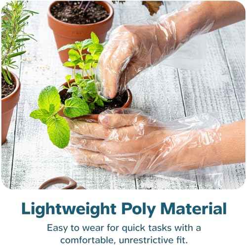 GUSTO Disposable Poly Gloves for Food Prep, Cooking & Food Service ? Clear Plastic, Latex & Powder Free, One Size