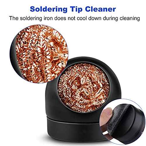 Soldering Iron Tip Cleaner Non-Slip Solder Tip Cleaning Wire Ball & Base Holder Soft Coiled Brass Tip Cleaner Kit