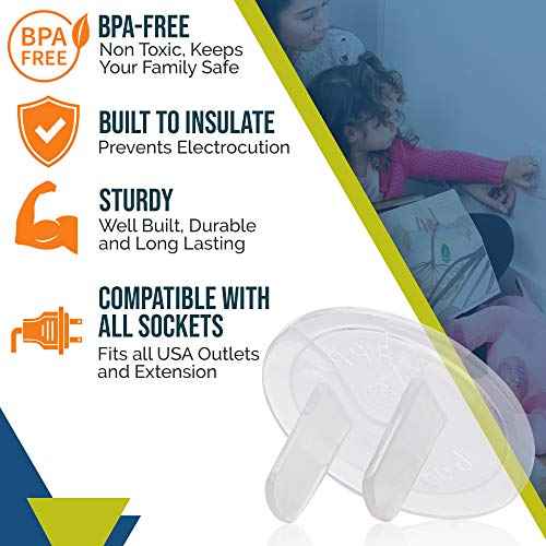Clear Outlet Covers (50 Pack) Value Pack ? Baby Safety Outlet Plug Covers ? Durable & Steady ? Child Proof Your Outlets Easily