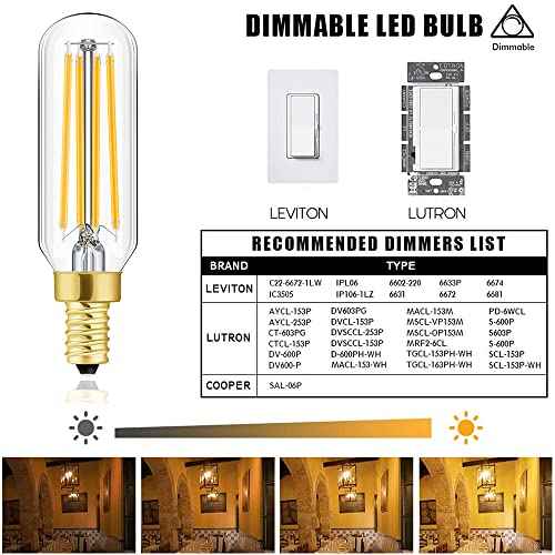 Leools Dimmable E12 LED Bulb 8W Equal 100 watt led Light Bulb Warm White 2700K T6 T25 E12 Candelabra Bulb 100 watt for Chandeliers,Ceiling Fan,Pendant,Wall sconces AC120V 800LM e12 Bulb 12Pack