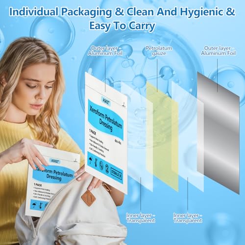 16 Pack 4x4 Inch Xeroform Petrolatum Gauze Dressings for Wound Care, Non-Adherent Mesh Pads
