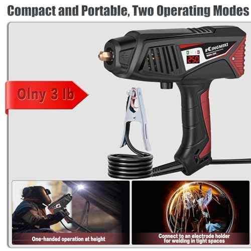 Handheld Welder, 110V 20-250A Adjust Portable Welder with Rotary Switch & Digital Display Welding Gun, 1/16-1/8" ARC Stick Welder, Handheld Welder Portable Welding Machine (Red)