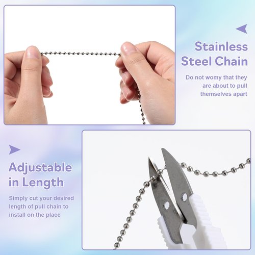 EXEXIUO 2Pcs Ceiling Fan Pull Chain,1.8" Crystal Glass Flower Pendants with 24" Ceiling Fan Chain Extender and Connector with Connector for Bathroom Toilet Light, Ceiling Light, Fan