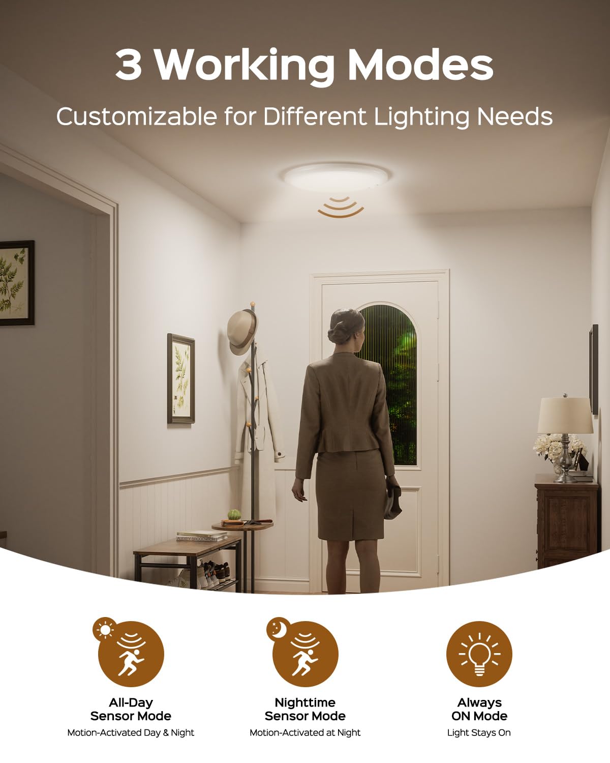 JACKYLED New Upgraded Rechargeable Motion Sensor Ceiling Light With Remote Control,10000mAh Battery Operated Closet Light,Magnetic LED Shower Lights,Ceiling Lamp for Bathroom Pantry Shed Hallway Porch