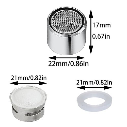 Bxian 4PCS Kitchen Faucet Oxygenator 22mm Female Filter with Brass Housing and Rubber Gasket Universal Spout Fittings