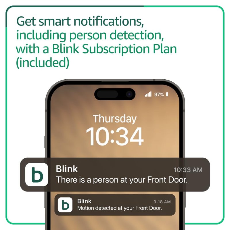 Blink Video Doorbell Add-on, White, with 1-Year Plus Plan