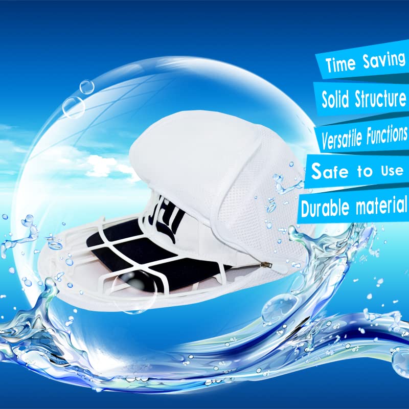 MCHKJ Hat Washer Cage for Washing Machine, Cap Washer with Mesh Bags, Hat Washer for Baseball Caps, Hat Cleaner/Cleaning Protector Cage (White - 2 Pack)