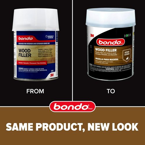 3M Bondo Wood Filler – 30 fl oz, High-Performance Two-Part Formula for Interior and Exterior Wood Repairs, Fast-Curing, Paintable, Stainable